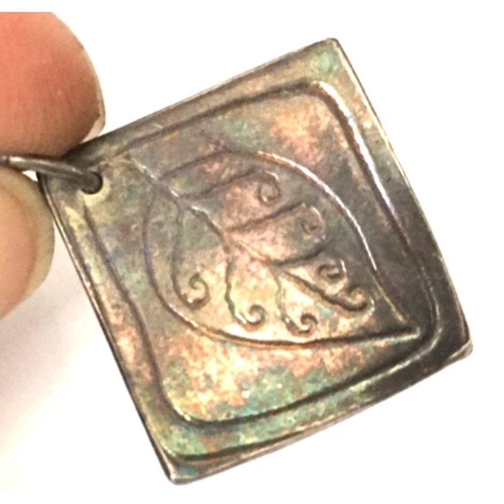 Vintage Antique Necklace Pendant 925 STERLING SILVER Leaf Jewelry
